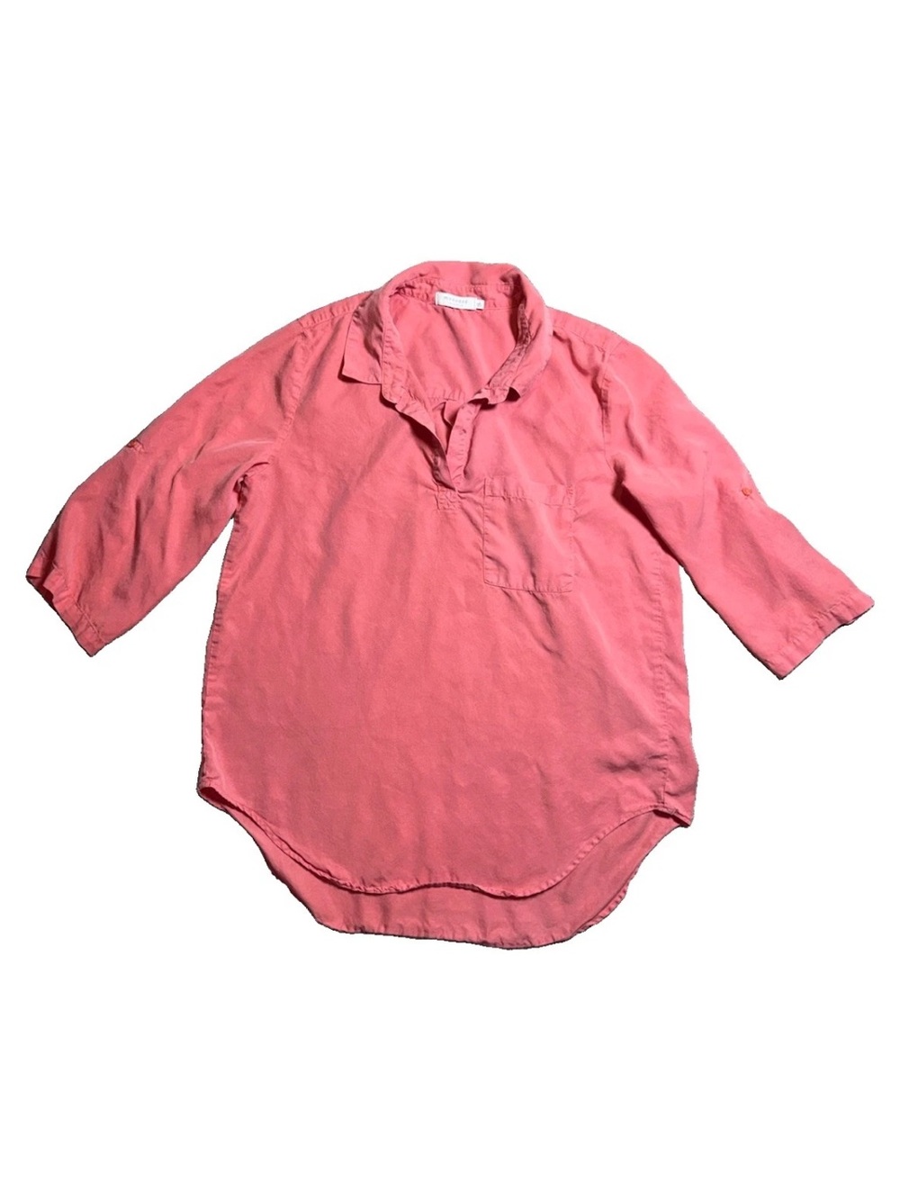 Mododoc Los Angeles 100% Tencel Coral Oversized Tunic Blouse 3/4 Sleeve Large